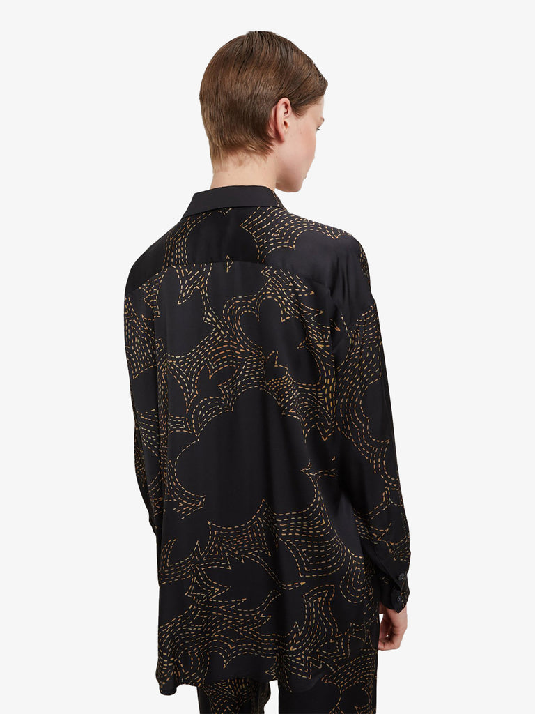 OTTOD'AME camicia over con stampa donna nero