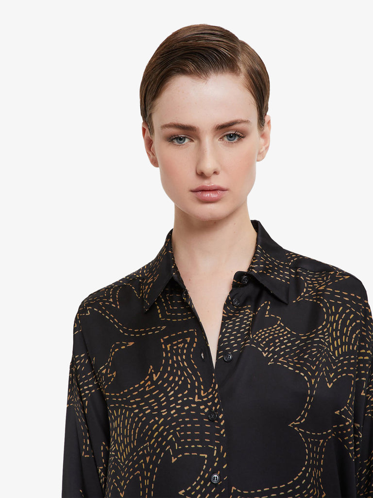 OTTOD'AME camicia over con stampa donna nero