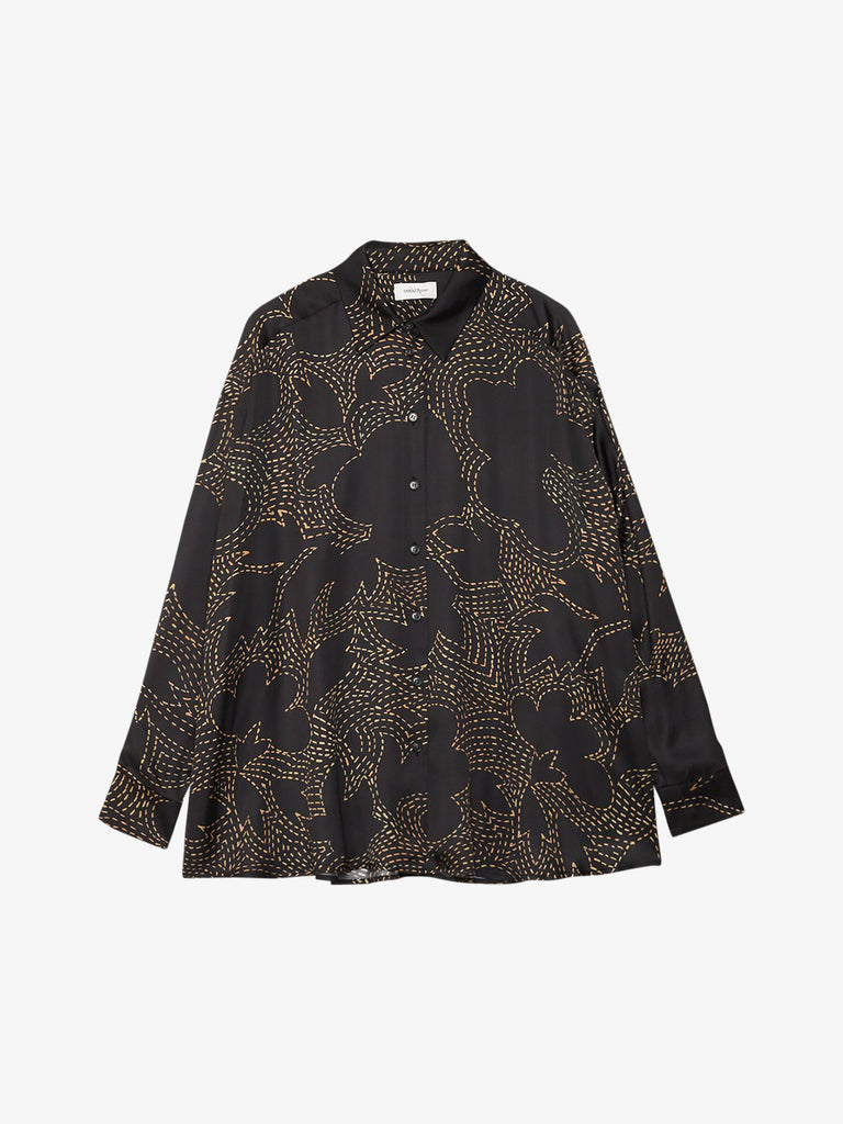 OTTOD'AME camicia over con stampa donna nero