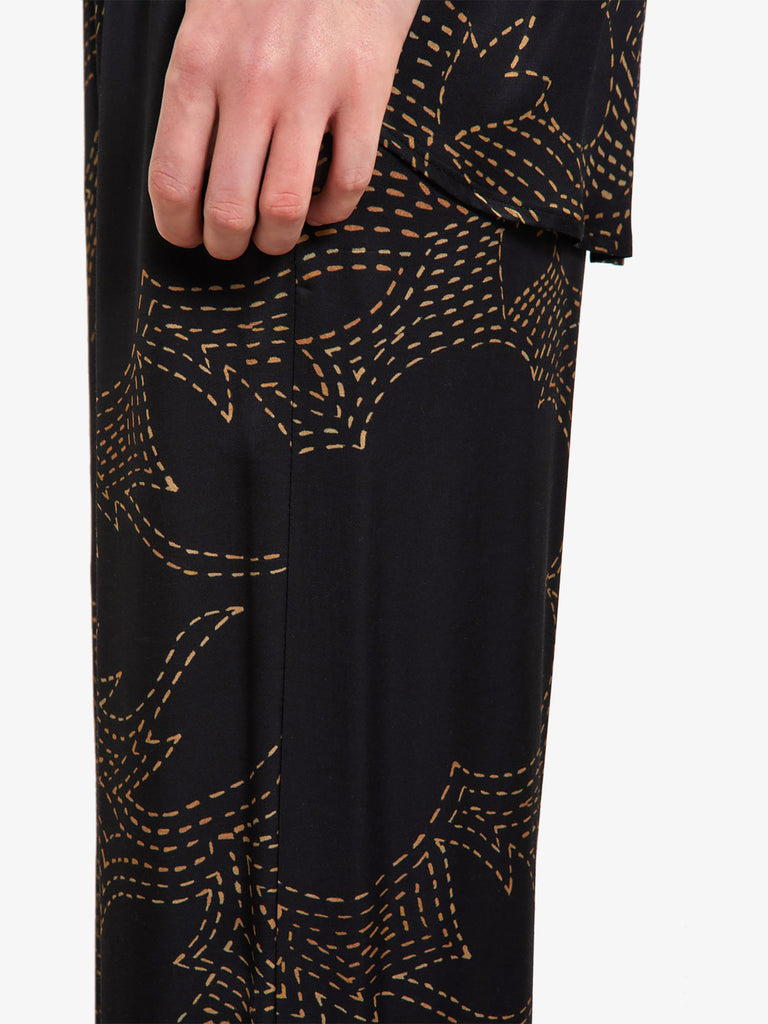 OTTOD'AME pantalone palazzo stampato donna nero viscosa