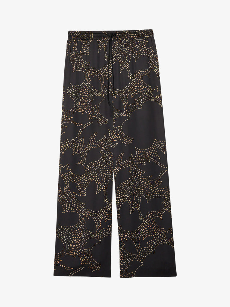 OTTOD'AME pantalone palazzo stampato donna nero viscosa