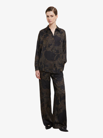 OTTOD'AME pantalone palazzo stampato donna nero viscosa