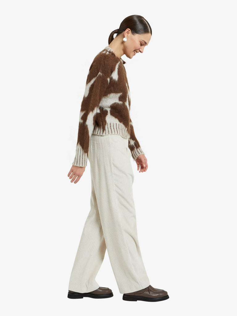 OTTOD'AME pantalone a costa larga donna beige cotone