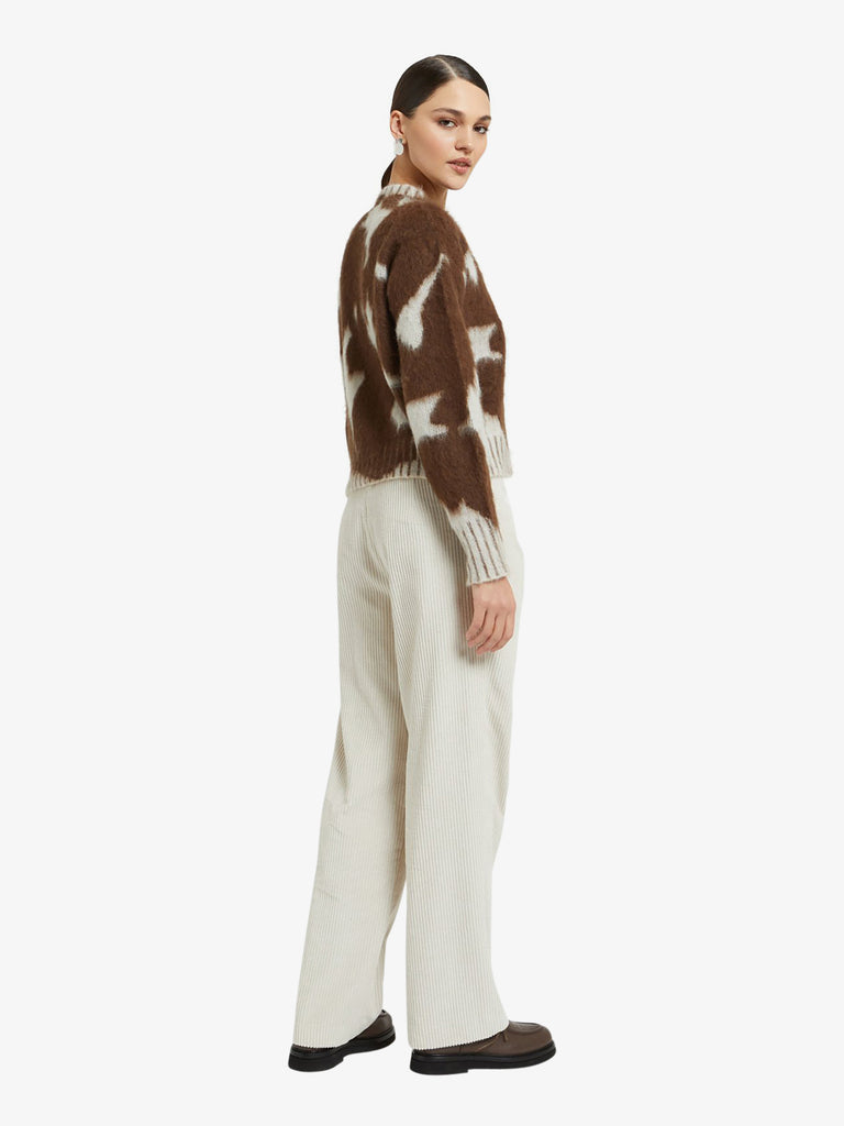 OTTOD'AME pantalone a costa larga donna beige cotone