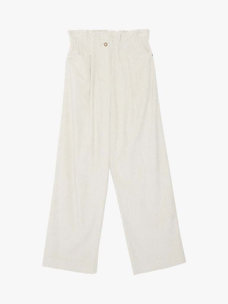OTTOD'AME pantalone a costa larga donna beige cotone