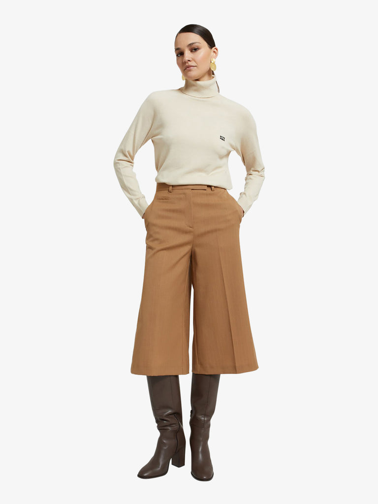 OTTOD'AME pantalone bermuda con pinces donna marrone