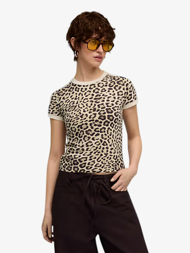 PUMA t-shirt t7 leo luxe aop donna beige cotone