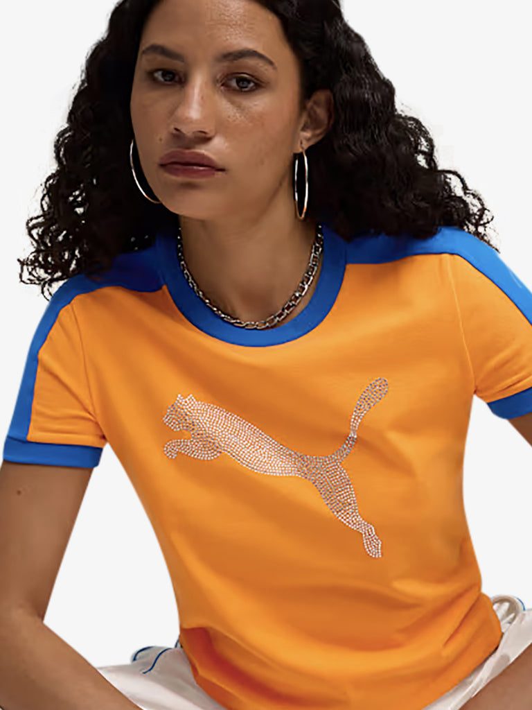 PUMA X FENTY t-shirt puma x fenty t7 slim tee donna arancione cotone