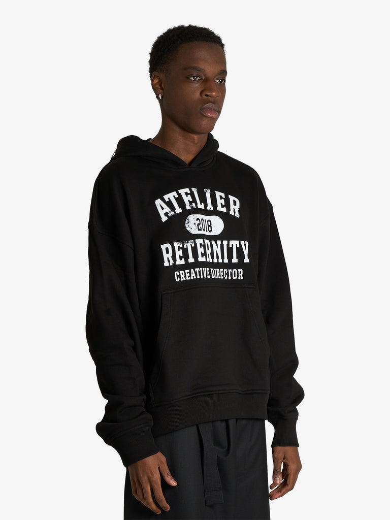 RETERNITY felpa con cappuccio atelier emblem uomo nero cotone