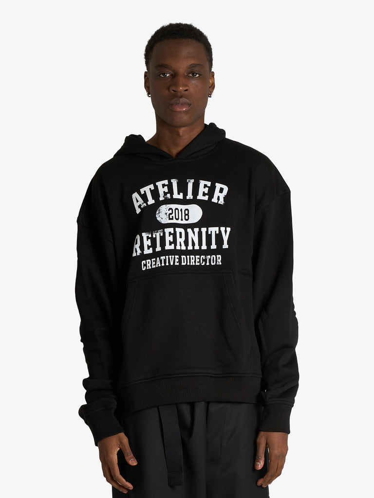 RETERNITY felpa con cappuccio atelier emblem uomo nero cotone