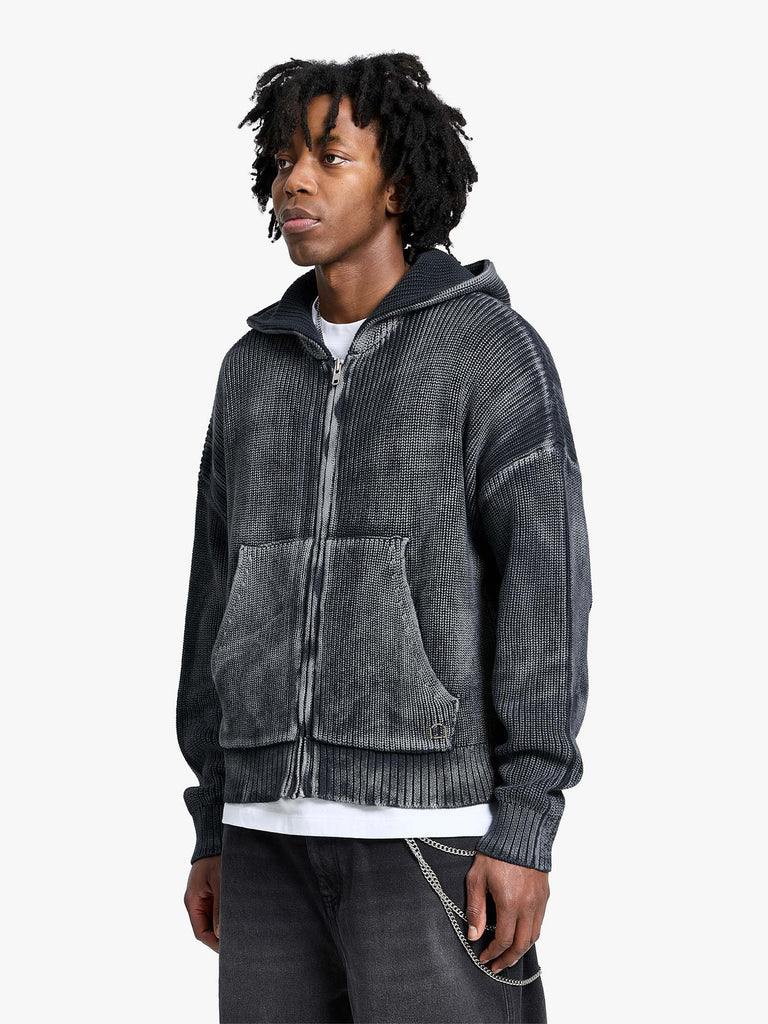 RETERNITY felpa con cappuccio essential knit zip uomo nero cotone