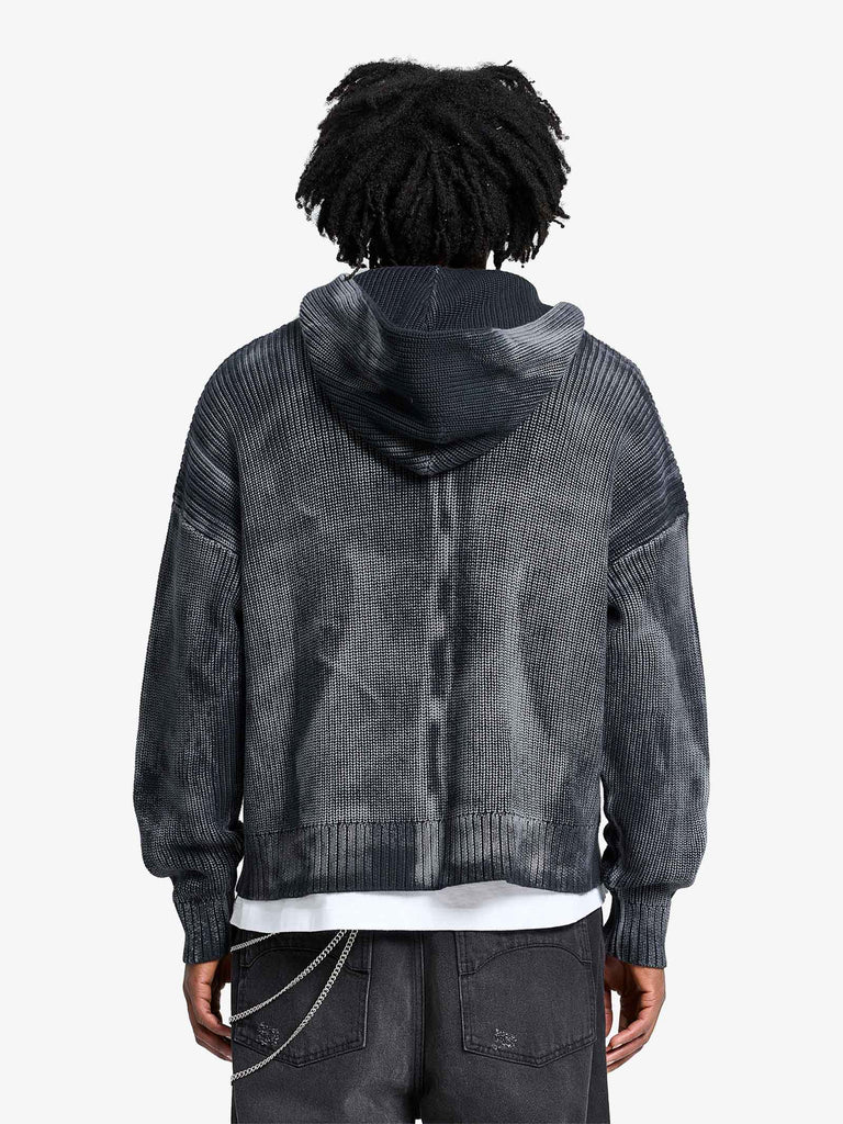 RETERNITY felpa con cappuccio essential knit zip uomo nero cotone