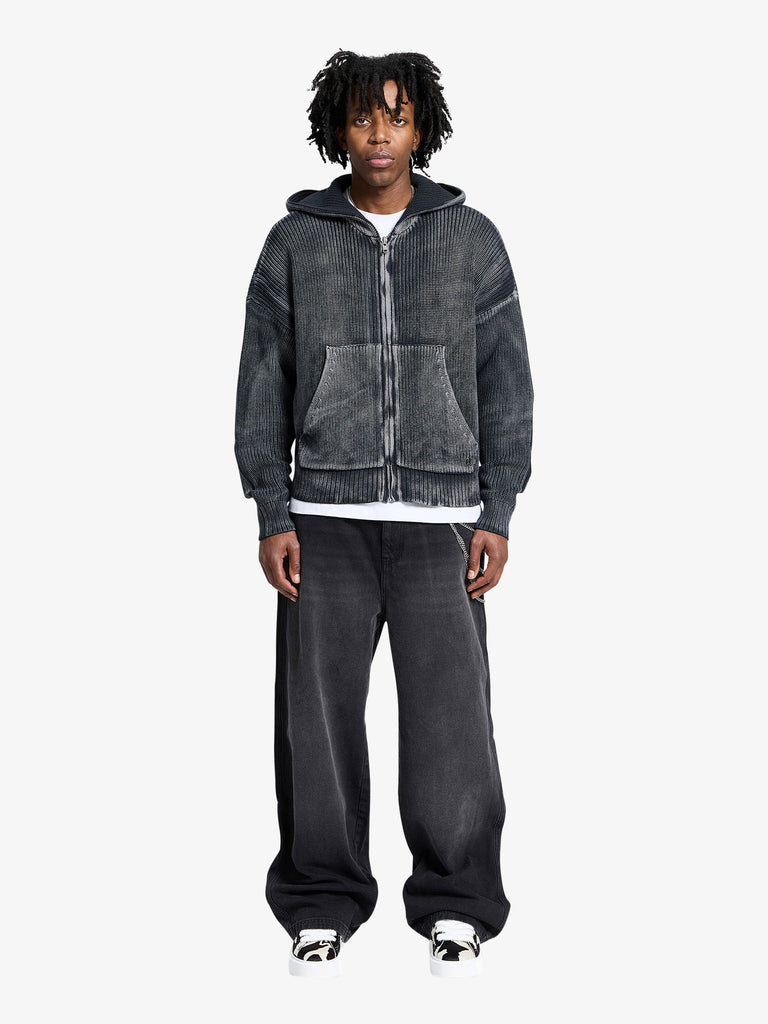 RETERNITY felpa con cappuccio essential knit zip uomo nero cotone