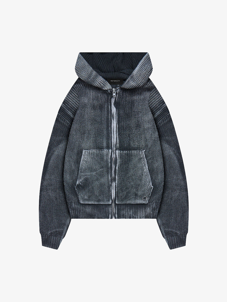 RETERNITY felpa con cappuccio essential knit zip uomo nero cotone