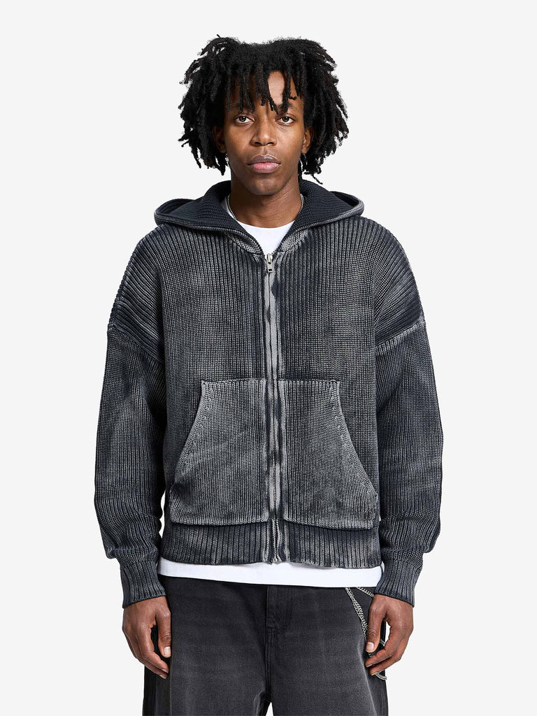 RETERNITY felpa con cappuccio essential knit zip uomo nero cotone