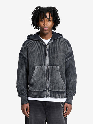 RETERNITY felpa con cappuccio essential knit zip uomo nero cotone
