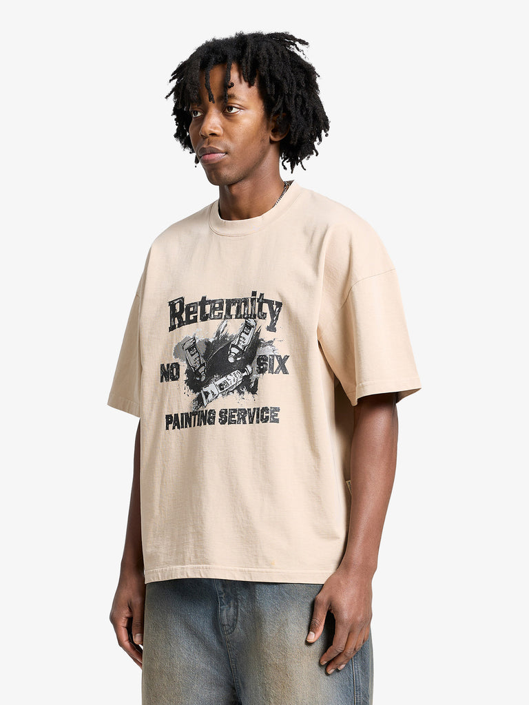 RETERNITY t-shirt painting service uomo beige cotone