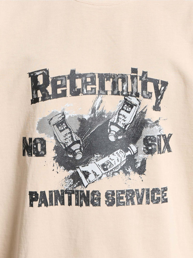 RETERNITY t-shirt painting service uomo beige cotone