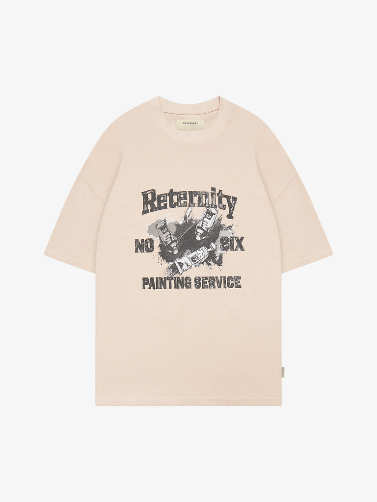 RETERNITY t-shirt painting service uomo beige cotone