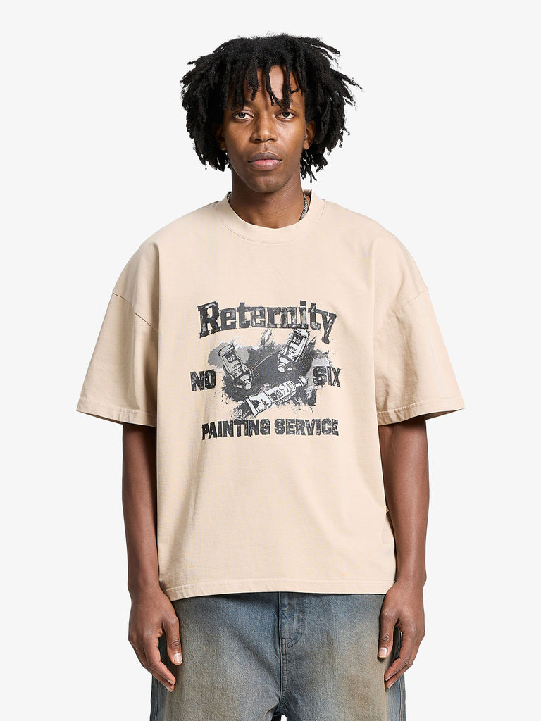 RETERNITY t-shirt painting service uomo beige cotone