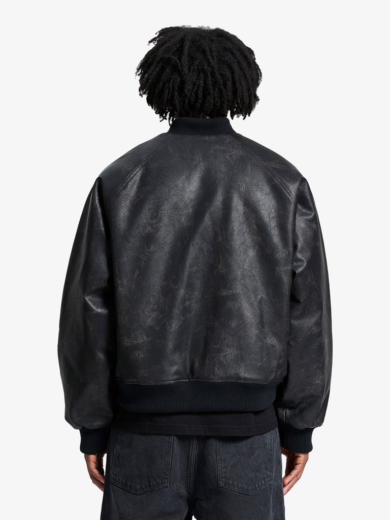 RETERNITY bomber in pelle spazzolata uomo nero