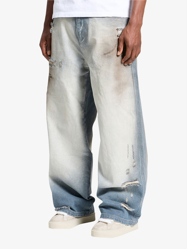 RETERNITY jeans distressed uomo blu cotone