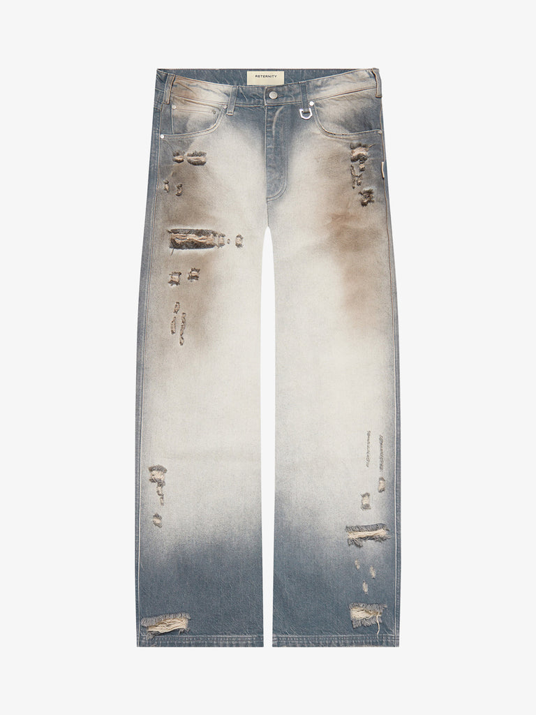 RETERNITY jeans distressed uomo blu cotone