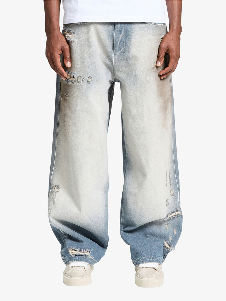 RETERNITY jeans distressed uomo blu cotone