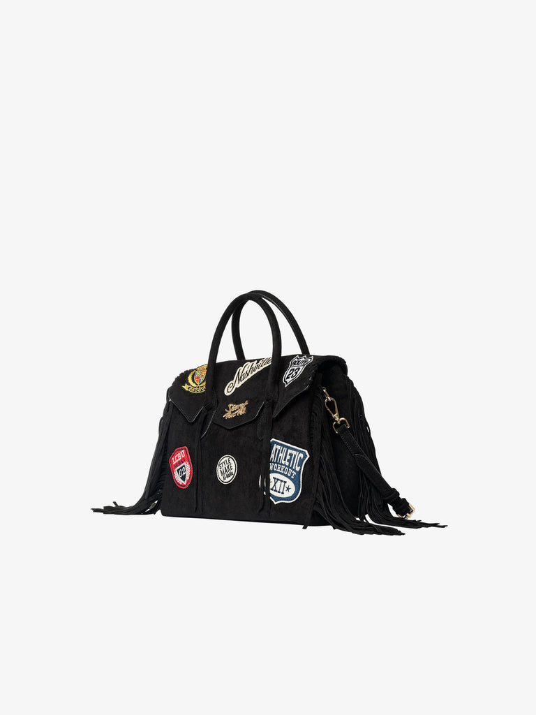 SECRET PON PON borsa a spalla donna laya suede medium nero