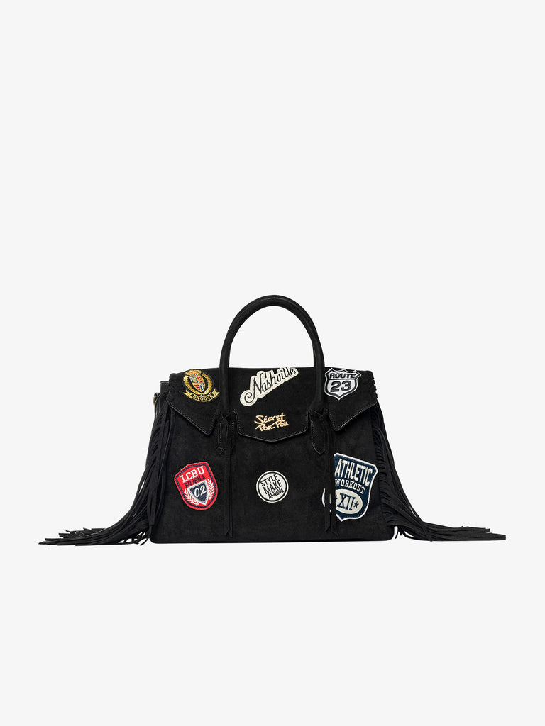 SECRET PON PON borsa a spalla donna laya suede medium nero