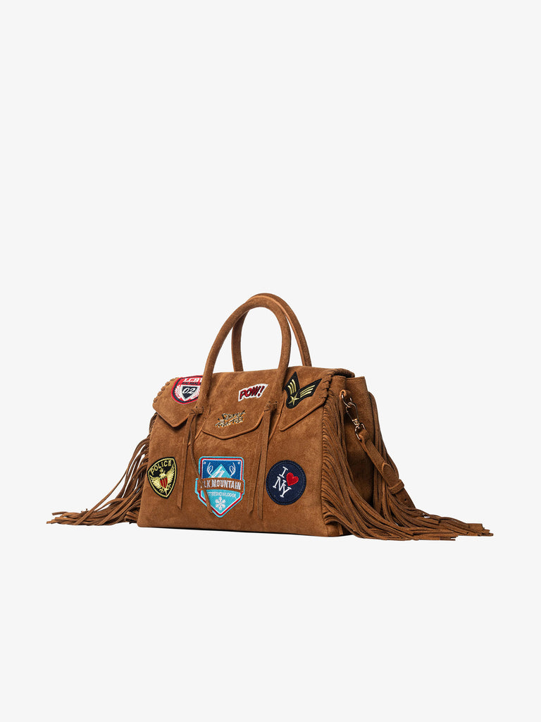 SECRET PON PON borsa a spalla donna laya suede medium marrone