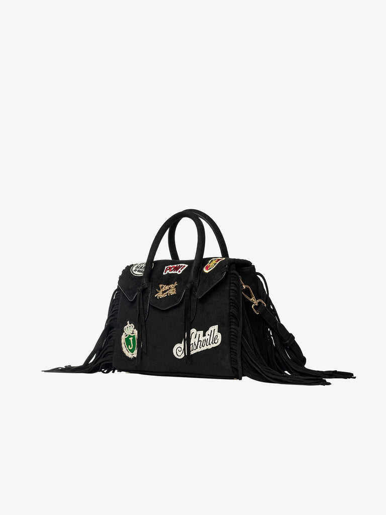 SECRET PON PON borsa a spalla donna laya suede small nero