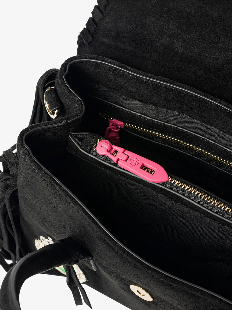 SECRET PON PON borsa a spalla donna laya suede small nero