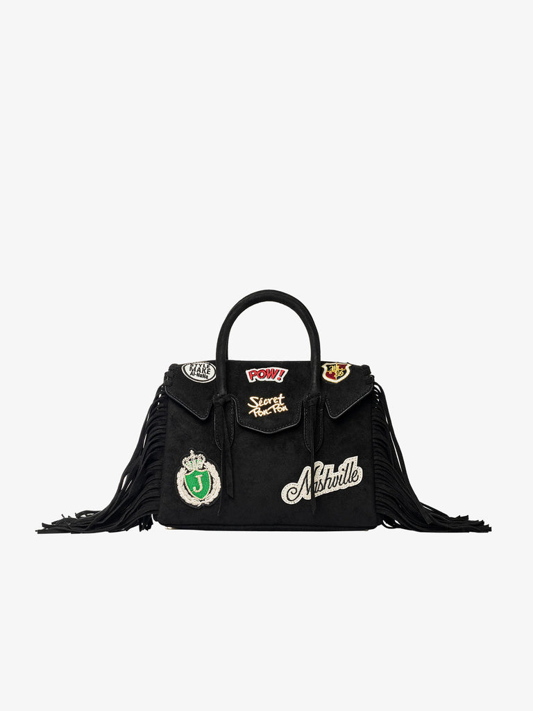 SECRET PON PON borsa a spalla donna laya suede small nero
