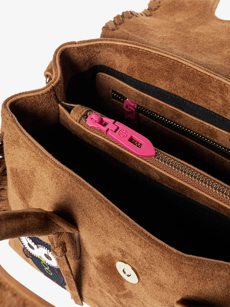 SECRET PON PON borsa a spalla donna laya suede small marrone