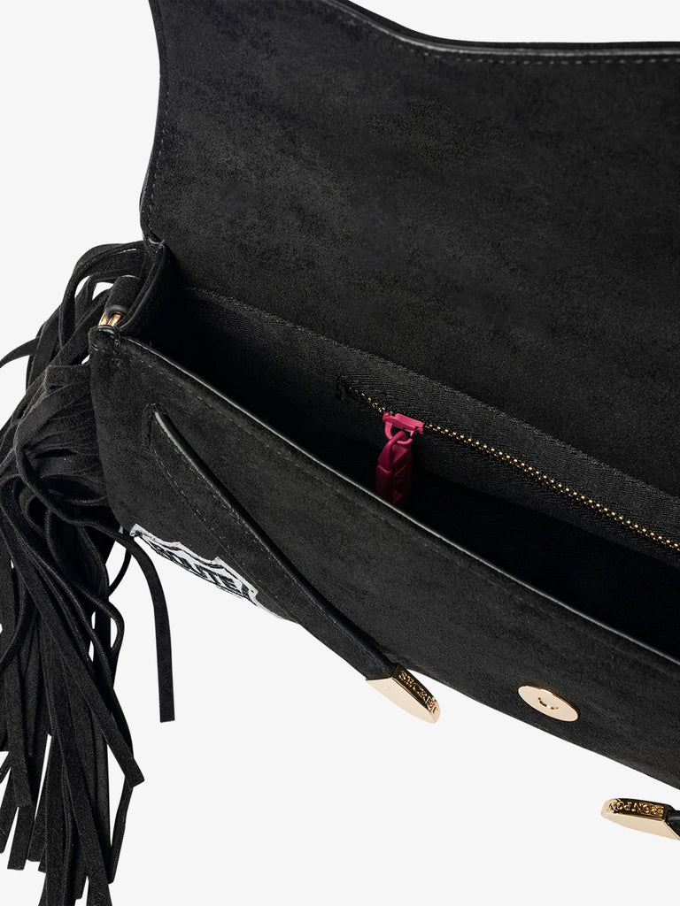 SECRET PON PON borsa a spalla donna luisita clutch fringe nero