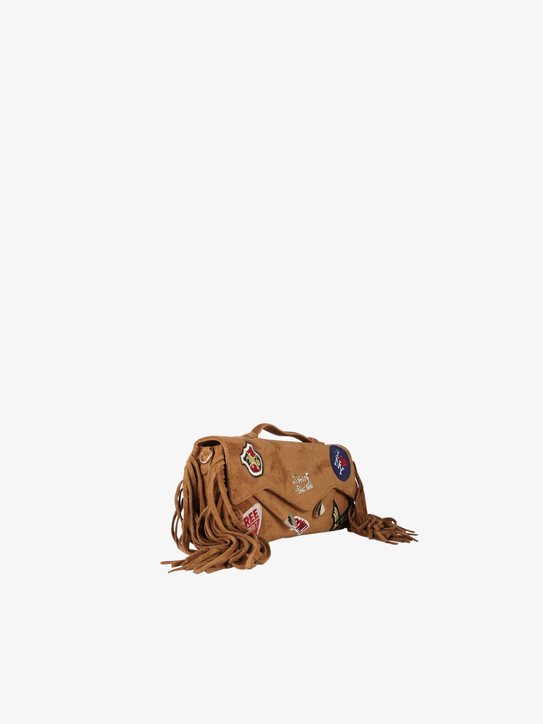 SECRET PON PON borsa a spalla donna luisita clutch fringe marrone
