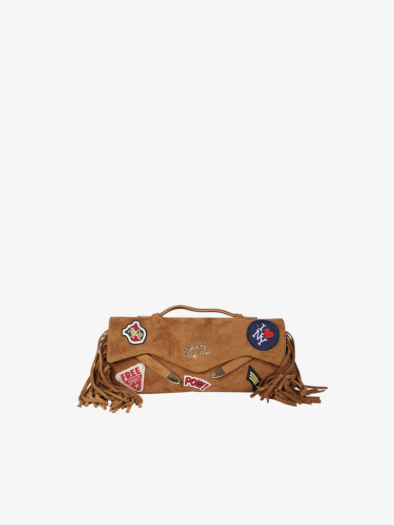 SECRET PON PON borsa a spalla donna luisita clutch fringe marrone