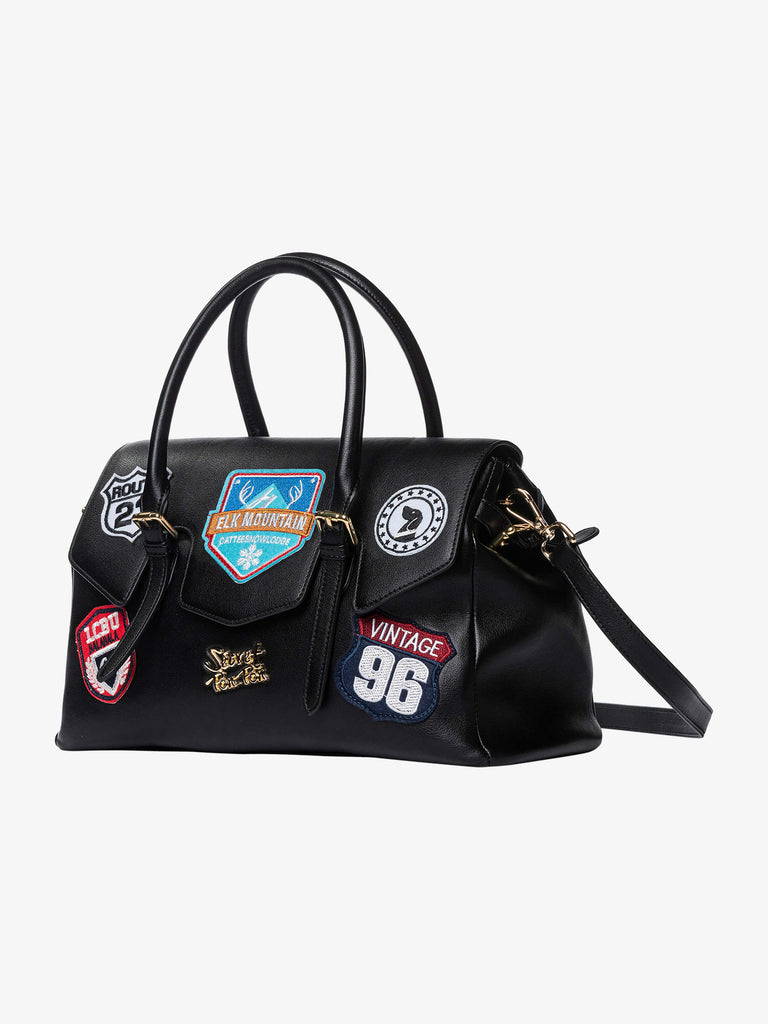 SECRET PON PON borsa a spalla donna luisita medium patch nero