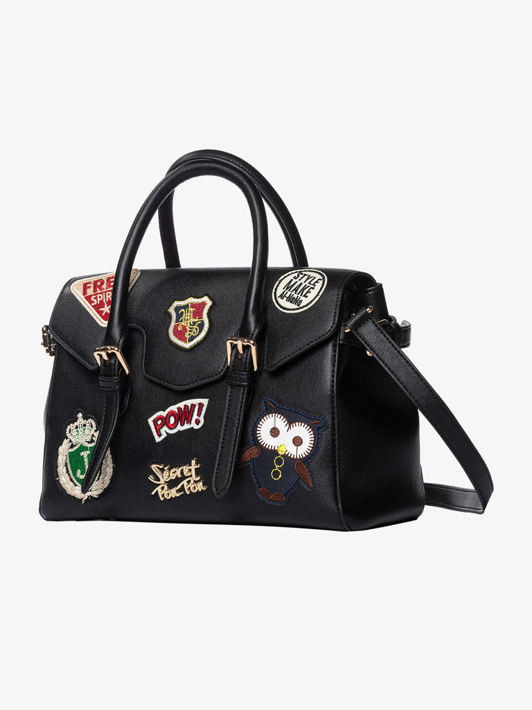SECRET PON PON borsa a spalla donna luisita small patch nero