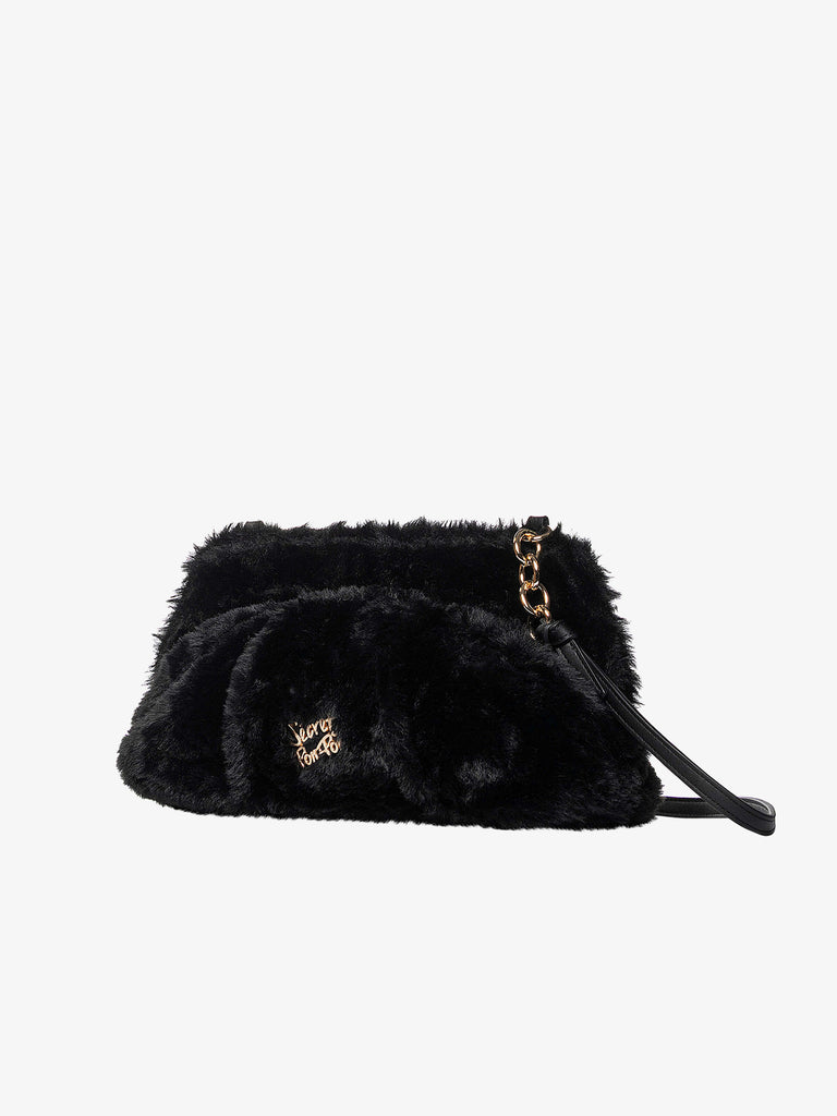 SECRET PON PON borse a spalla donna margaret fur clutch m nero