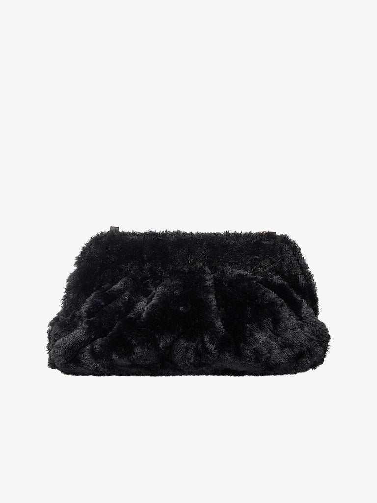 SECRET PON PON borse a spalla donna margaret fur clutch m nero