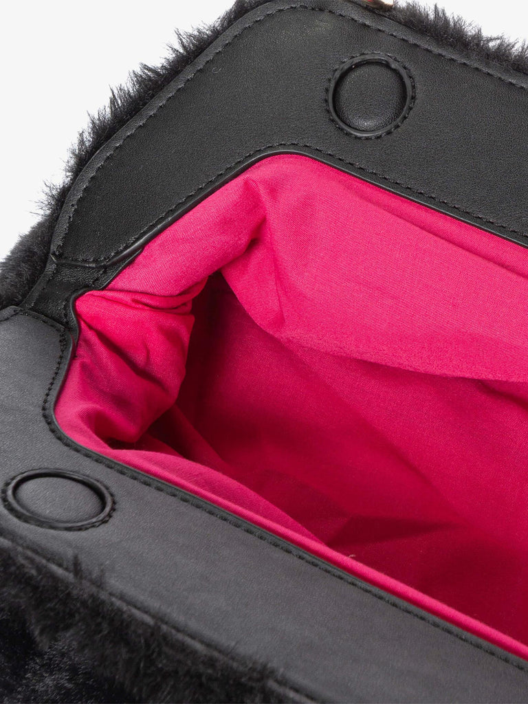 SECRET PON PON borse a spalla donna margaret fur clutch m nero