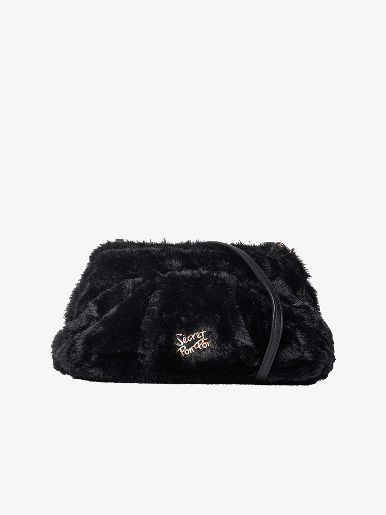 SECRET PON PON borse a spalla donna margaret fur clutch m nero