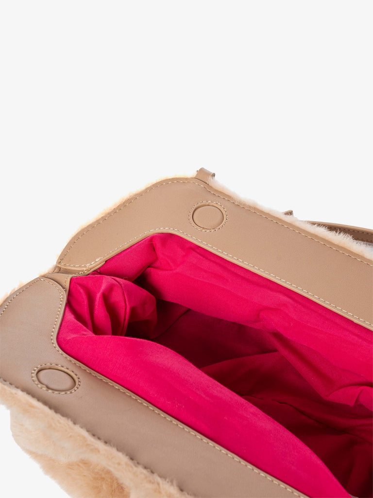 SECRET PON PON borse a spalla donna margaret fur clutch m beige