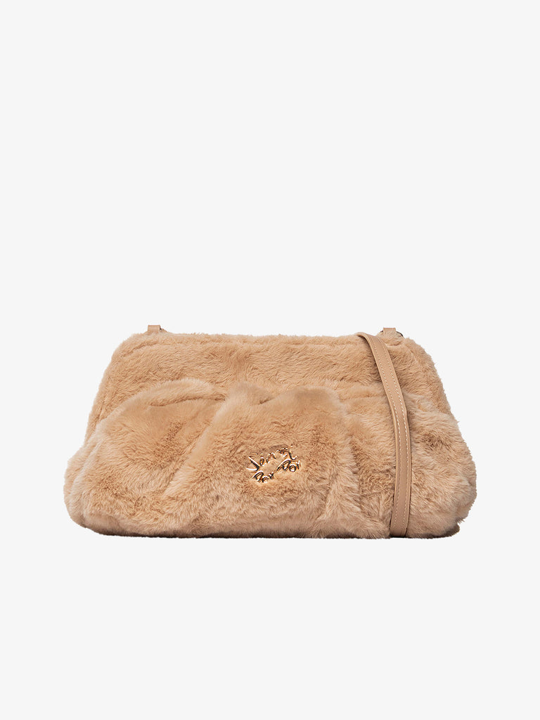 SECRET PON PON borse a spalla donna margaret fur clutch m beige