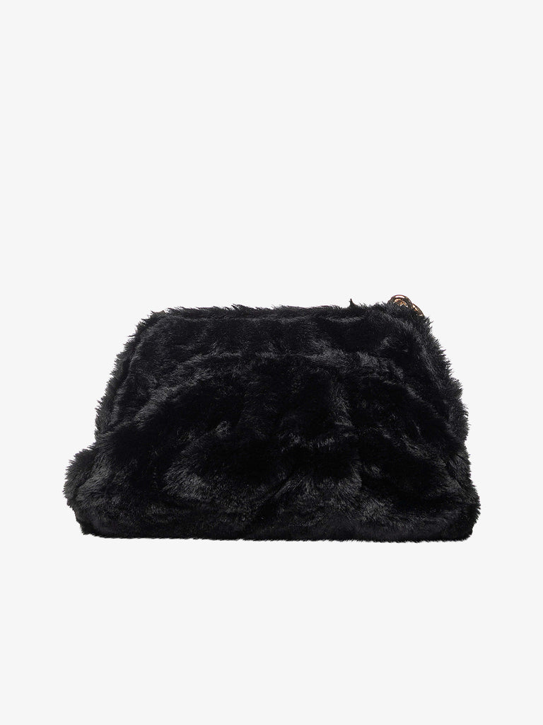 SECRET PON PON borse a spalla donna margaret fur clutch s nero