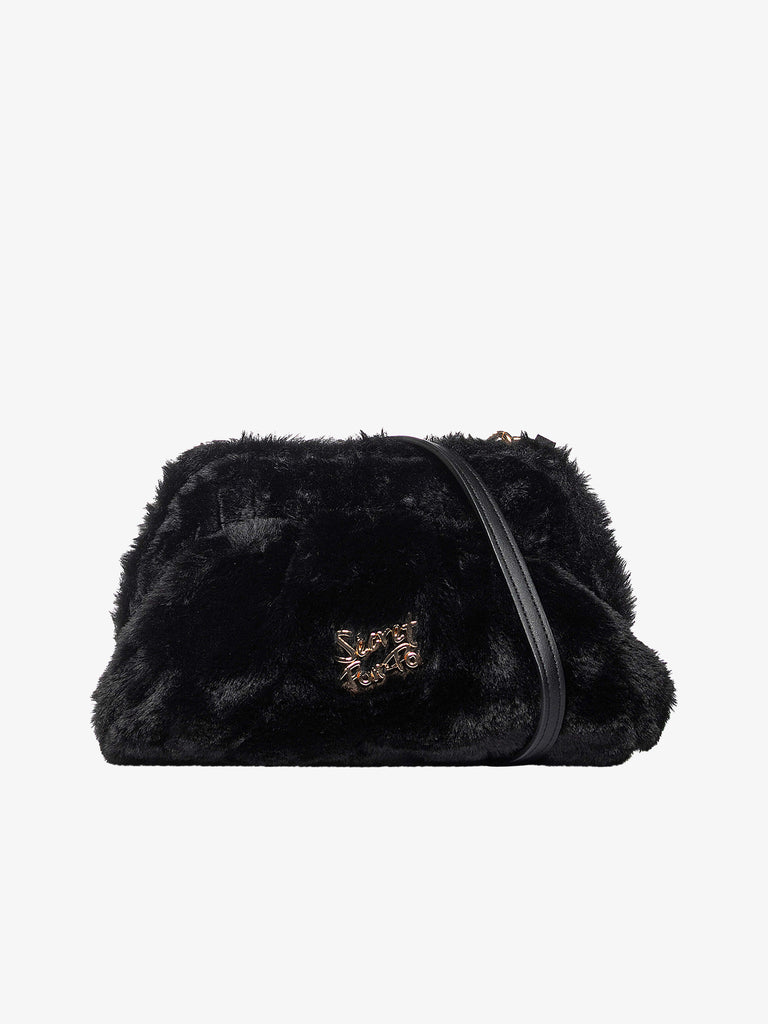 SECRET PON PON borse a spalla donna margaret fur clutch s nero