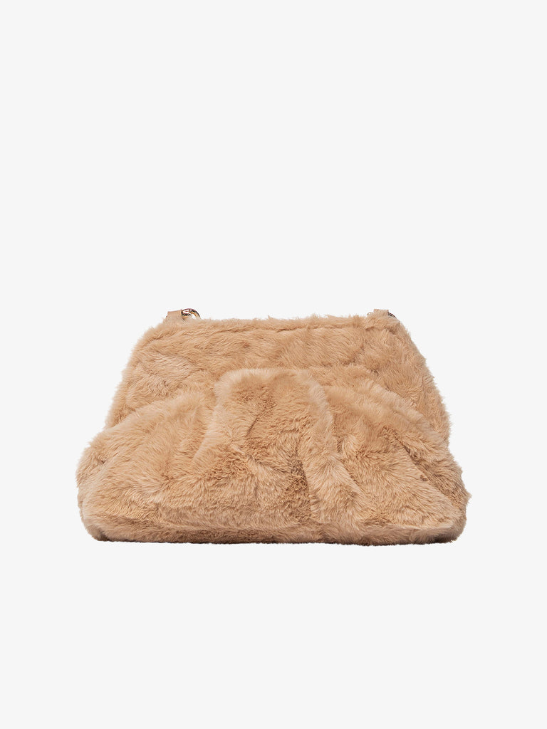 SECRET PON PON borse a spalla donna margaret fur clutch s beige