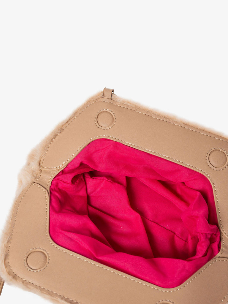 SECRET PON PON borse a spalla donna margaret fur clutch s beige